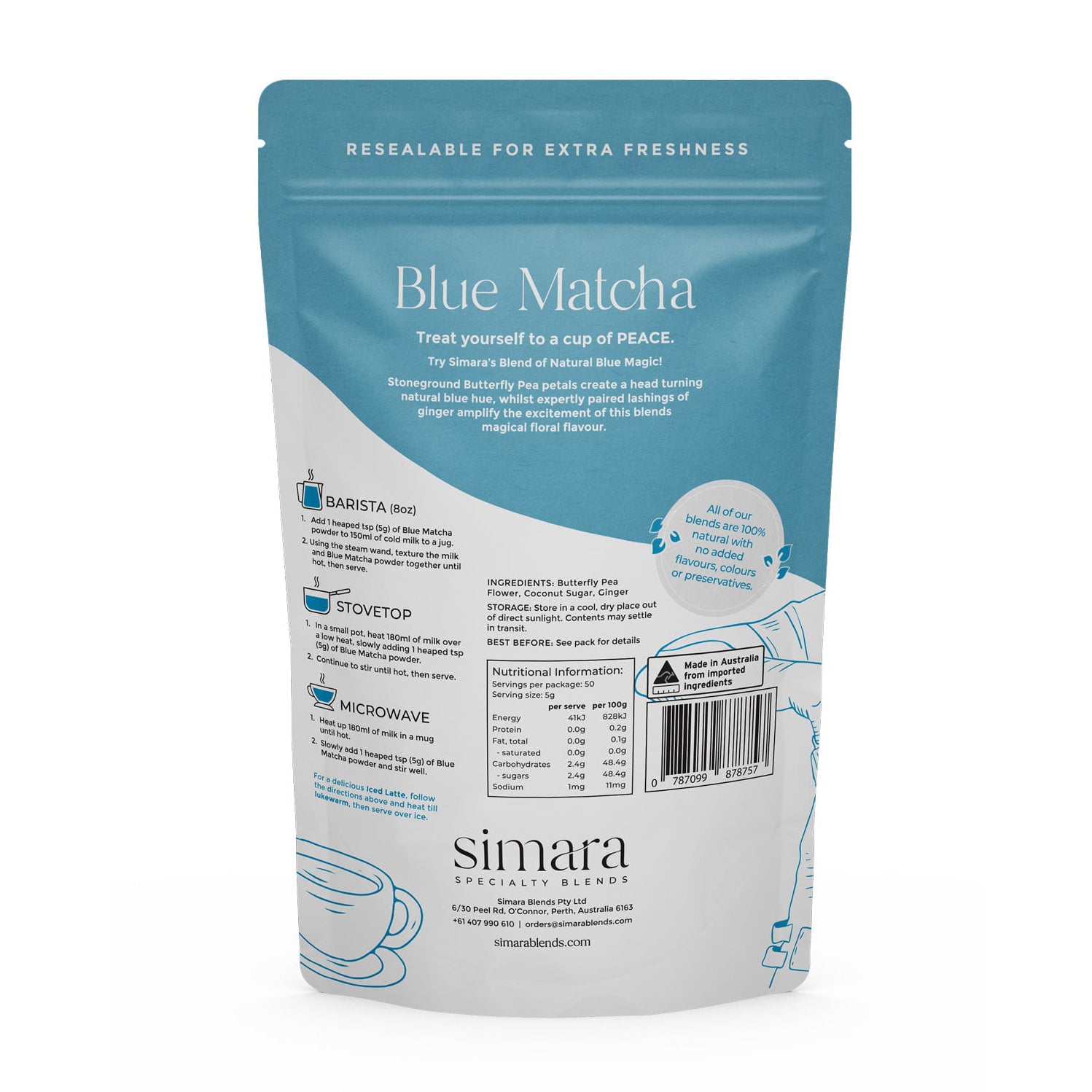 SIMARA Blends Blue Matcha (250g) – JAR PREMIUM FOODS