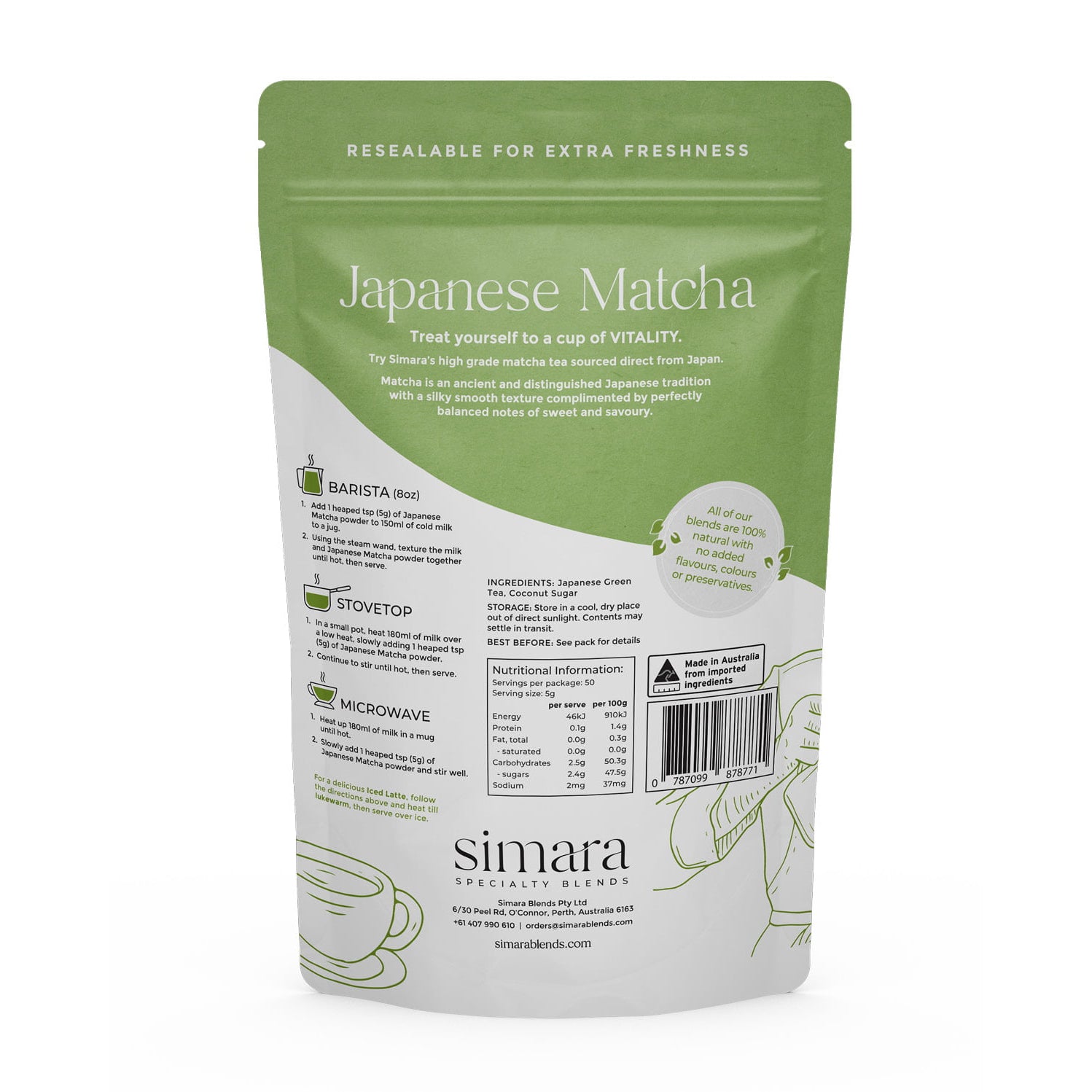 SIMARA Blends Japanese Matcha (250g) – JAR PREMIUM FOODS